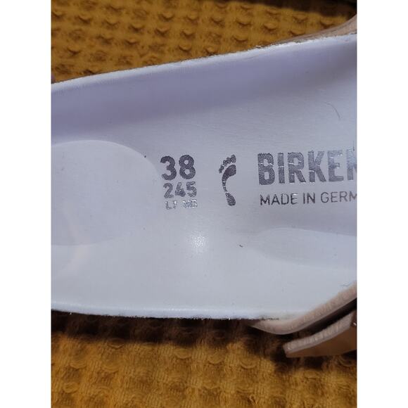 Birkenstock Women’s Size 38 245 Yao Balance Rose Gold Buckle Detail Slides GUC - Picture 5 of 6